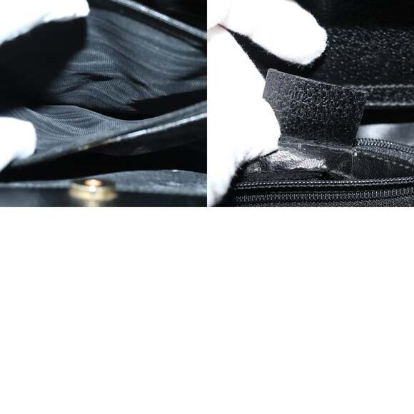 GUCCI Bamboo Hand Bag Leather Black Gold 002 002 - Picture 12 of 12